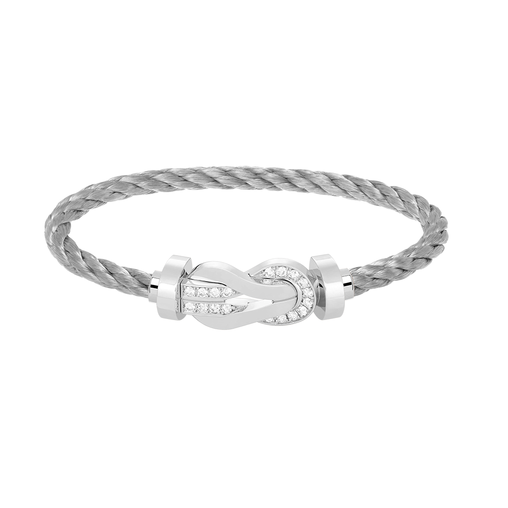 [Lucky Star]Chance großes 8-stelliges Schnallen-Halbdiamant-Armband Silber