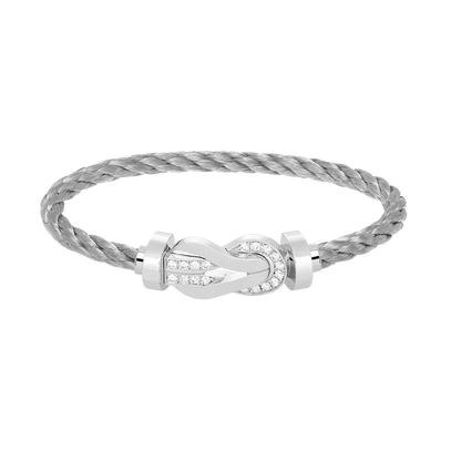 [Lucky Star]Chance großes 8-stelliges Schnallen-Halbdiamant-Armband Silber