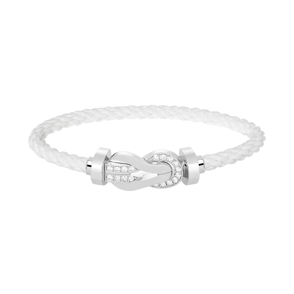 [Lucky Star]Chance großes 8-stelliges Schnallen-Halbdiamant-Armband Silber