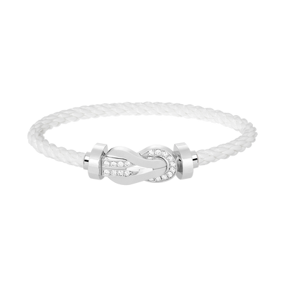 [Lucky Star]Chance großes 8-stelliges Schnallen-Halbdiamant-Armband Silber