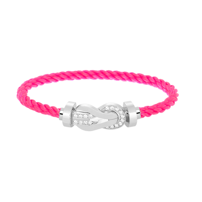 [Lucky Star]Chance großes 8-stelliges Schnallen-Halbdiamant-Armband Silber