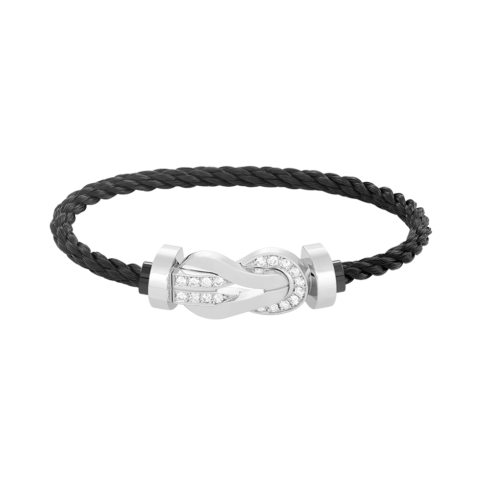 [Lucky Star]Chance großes 8-stelliges Schnallen-Halbdiamant-Armband Silber