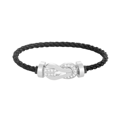 [Lucky Star]Chance großes 8-stelliges Schnallen-Halbdiamant-Armband Silber