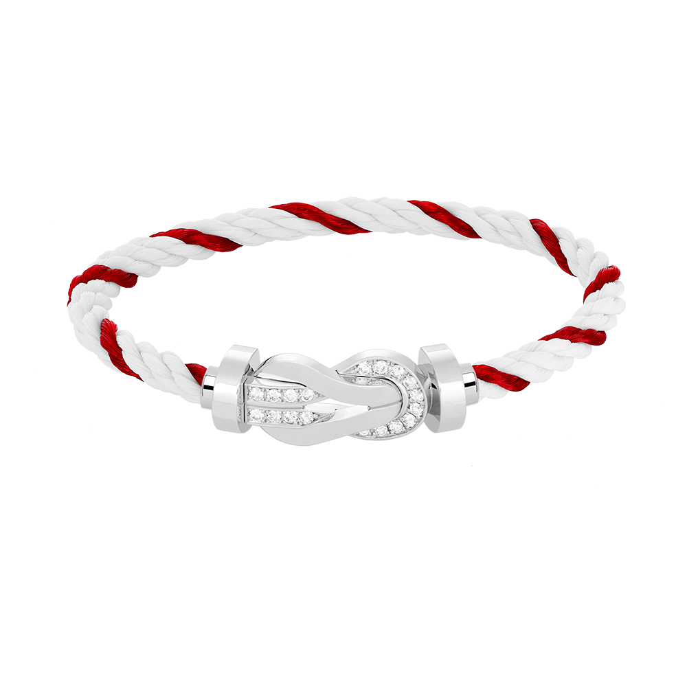[Lucky Star]Chance großes 8-stelliges Schnallen-Halbdiamant-Armband Silber
