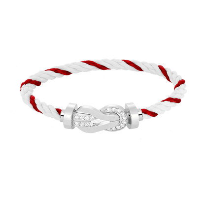 [Lucky Star]Chance großes 8-stelliges Schnallen-Halbdiamant-Armband Silber