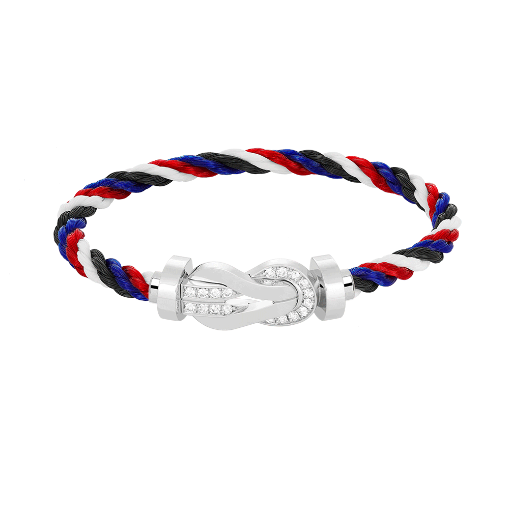 [Lucky Star]Chance großes 8-stelliges Schnallen-Halbdiamant-Armband Silber