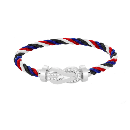 [Lucky Star]Chance großes 8-stelliges Schnallen-Halbdiamant-Armband Silber