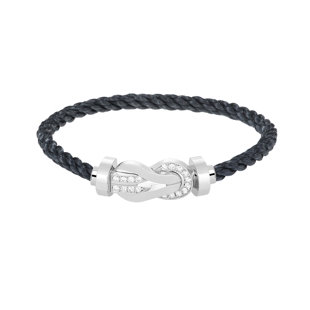 [Lucky Star]Chance großes 8-stelliges Schnallen-Halbdiamant-Armband Silber