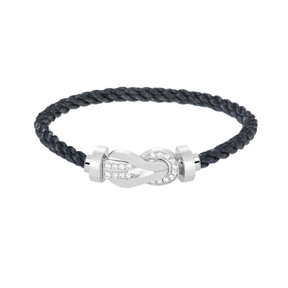 [Lucky Star]Chance großes 8-stelliges Schnallen-Halbdiamant-Armband Silber