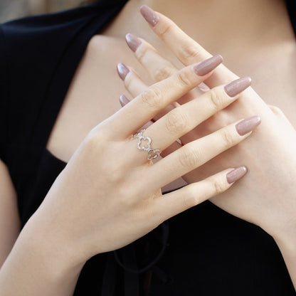 [Lucky Star]Hollow Design Four-Leaf Clover Flower Shape Ring