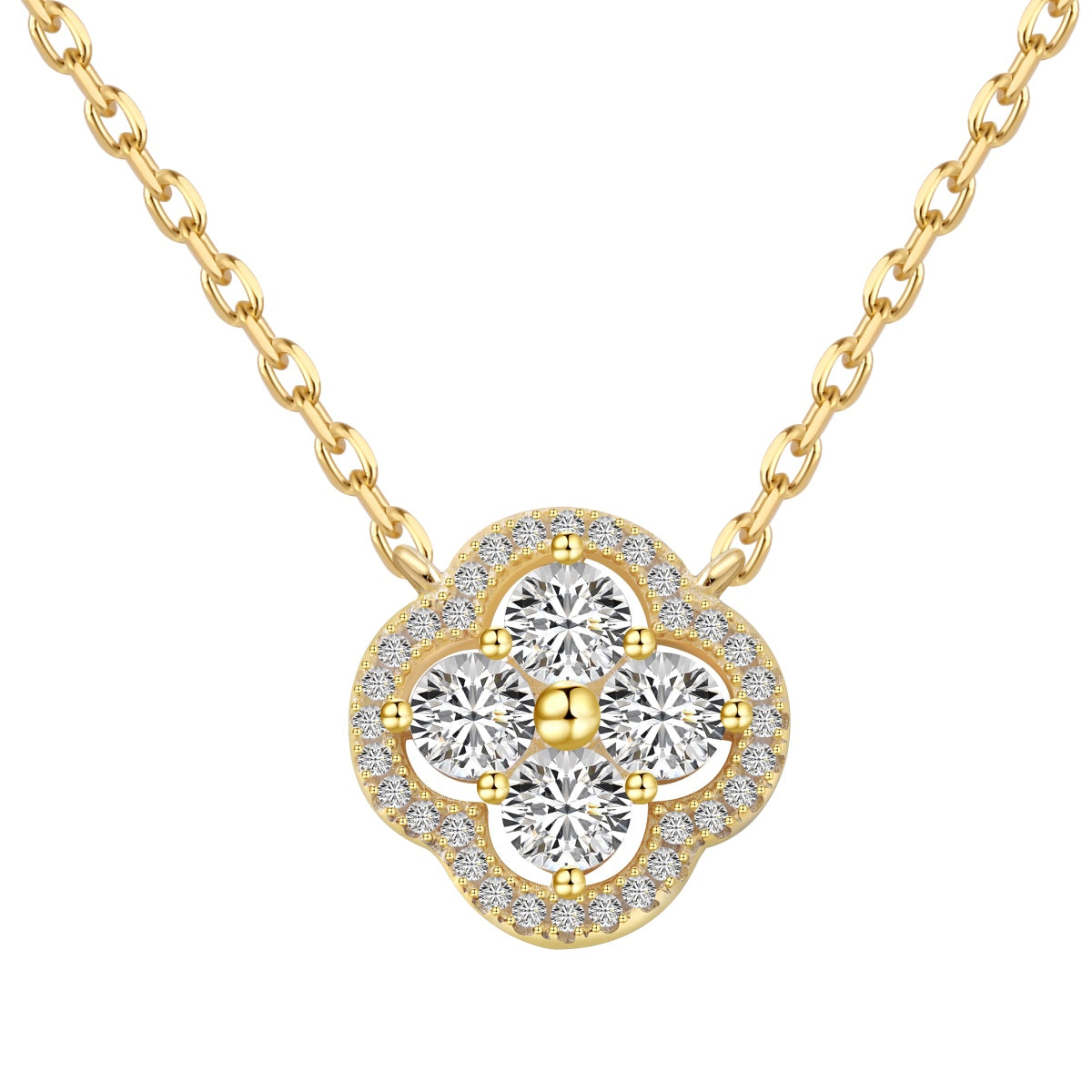 [Glücksstern]Exquisite Halskette mit vierblättrigem Kleeblatt-Blumendesign