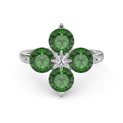 [Lucky Star]Four-Leaf Clover Eight-Pointed Star Ring