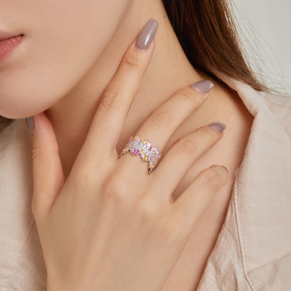 [Lucky Star]Luxurious Colorful Radiant Cut Daily Ring