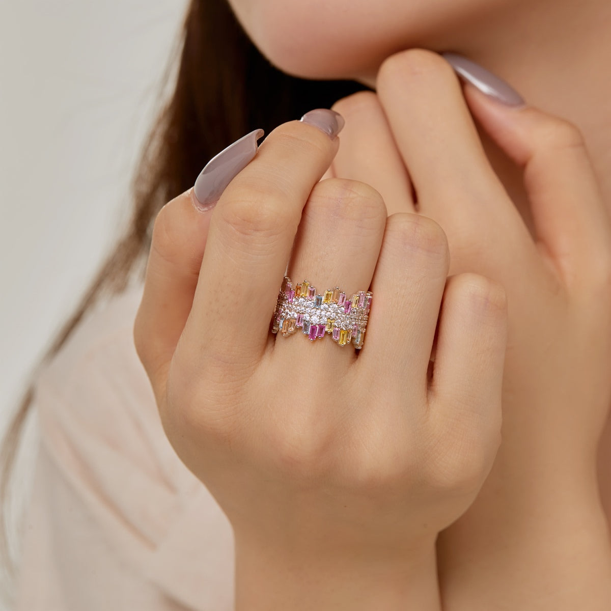 [Lucky Star]Luxurious Colorful Radiant Cut Daily Ring