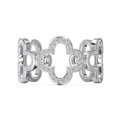 [Lucky Star]Hollow Design Four-Leaf Clover Flower Shape Ring