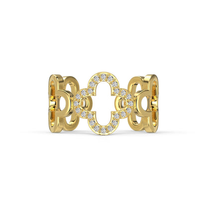 [Lucky Star]Hollow Design Four-Leaf Clover Flower Shape Ring
