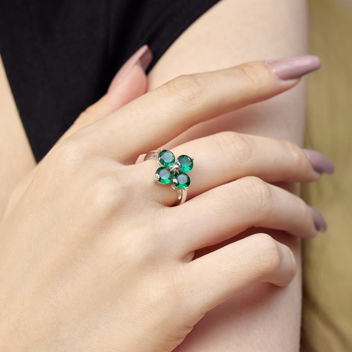 [Lucky Star]Four-Leaf Clover Eight-Pointed Star Ring