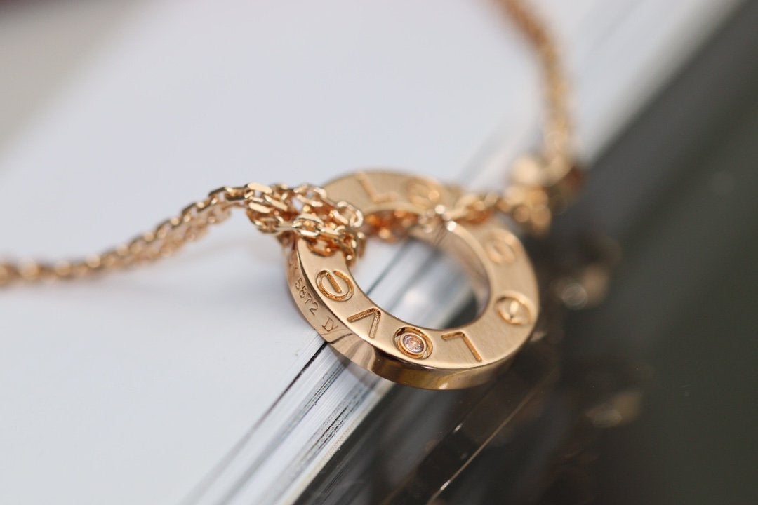 [Lucky Star]LOVE NECKLACE ADJUSTABLE ROSE GOLD 2 DIAMOND