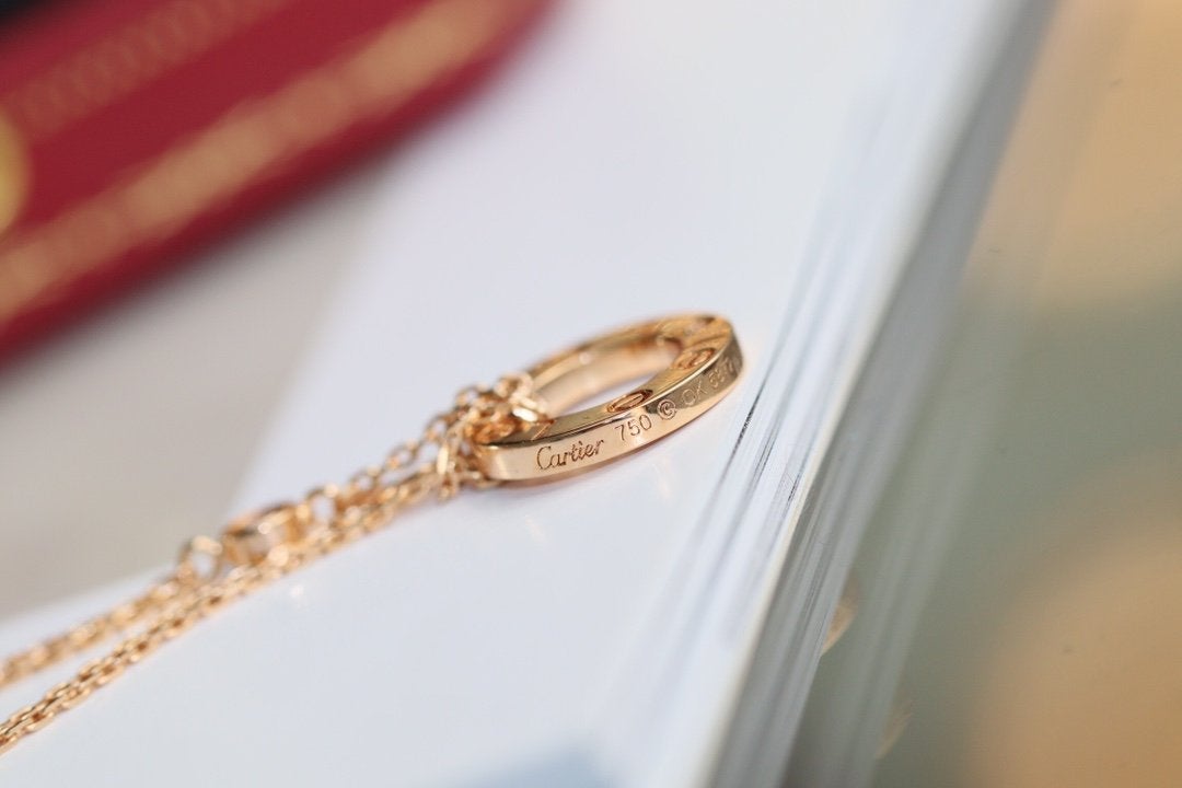 [Lucky Star]LOVE NECKLACE ADJUSTABLE ROSE GOLD 2 DIAMOND