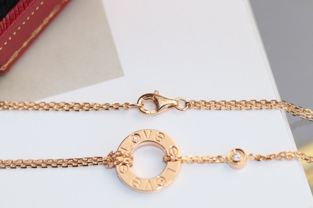 [Lucky Star]LOVE NECKLACE ADJUSTABLE ROSE GOLD 2 DIAMOND