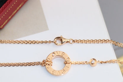[Lucky Star]LOVE NECKLACE ADJUSTABLE ROSE GOLD 2 DIAMOND