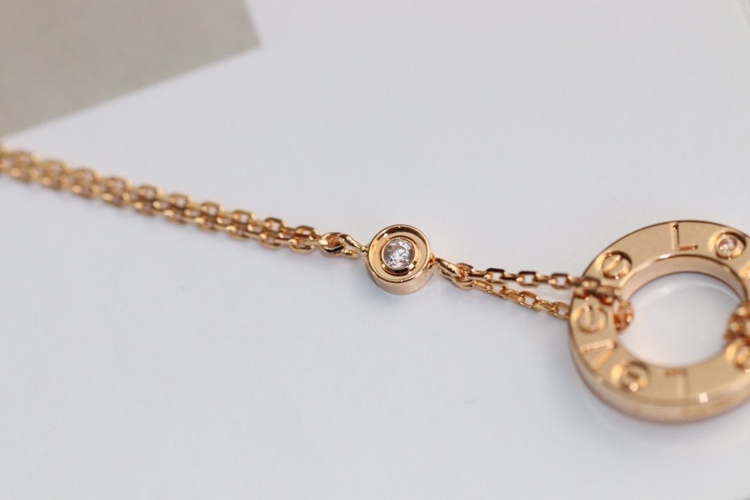 [Lucky Star]LOVE NECKLACE ADJUSTABLE ROSE GOLD 2 DIAMOND