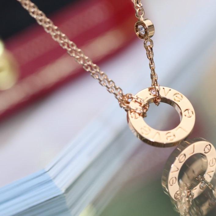 [Lucky Star]LOVE NECKLACE ADJUSTABLE ROSE GOLD 2 DIAMOND