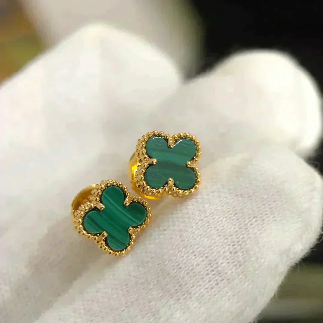 [Lucky Star]CLOVER MINI 9.5MM MALACHITE  EARRINGS