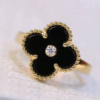 [Lucky Star]CLOVER ONYX RING GOLD DIAMOND