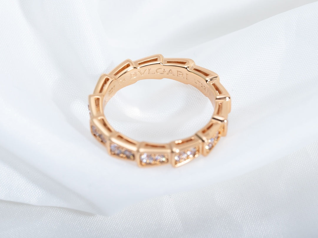 [Lucky Star]SERPENTI RING PINK GOLD DIAMOND PAVED 3MM