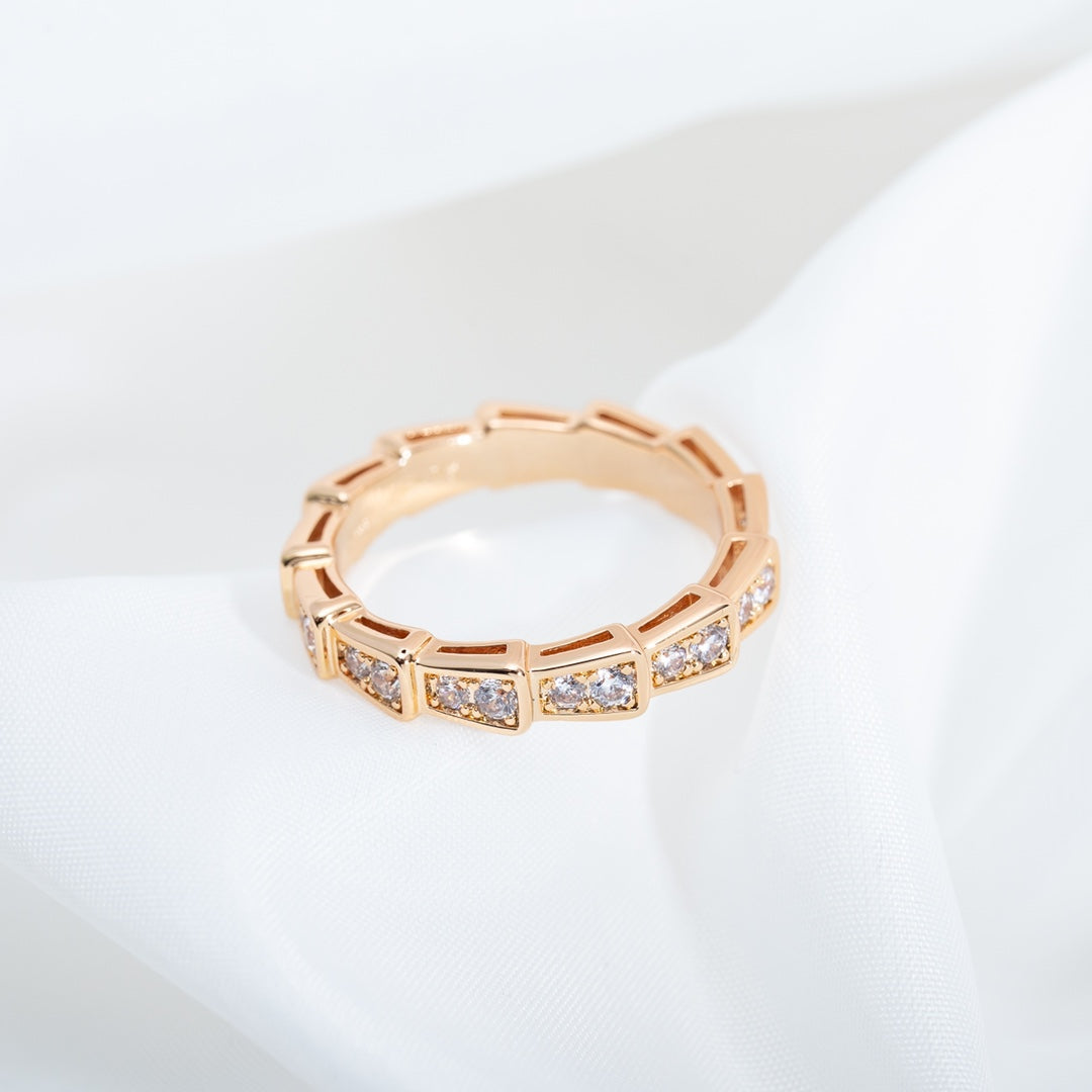 [Lucky Star]SERPENTI RING PINK GOLD DIAMOND PAVED 3MM