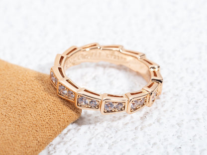 [Lucky Star]SERPENTI RING PINK GOLD DIAMOND PAVED 3MM