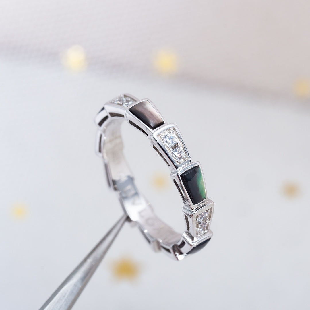 [Lucky Star]SERPENTI RING SILVER  DIAMOND BLACK MOP 3MM