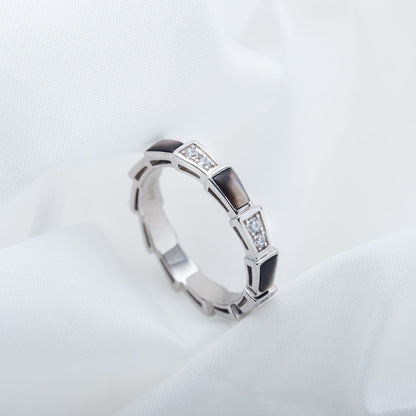[Lucky Star]SERPENTI RING SILVER  DIAMOND BLACK MOP 3MM