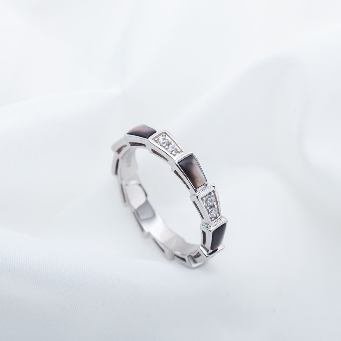 [Lucky Star]SERPENTI RING SILVER  DIAMOND BLACK MOP 3MM