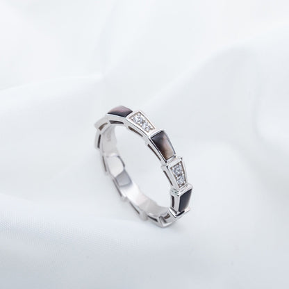 [Lucky Star]SERPENTI RING SILVER  DIAMOND BLACK MOP 3MM