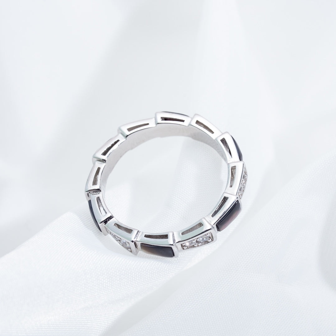 [Lucky Star]SERPENTI RING SILVER  DIAMOND BLACK MOP 3MM