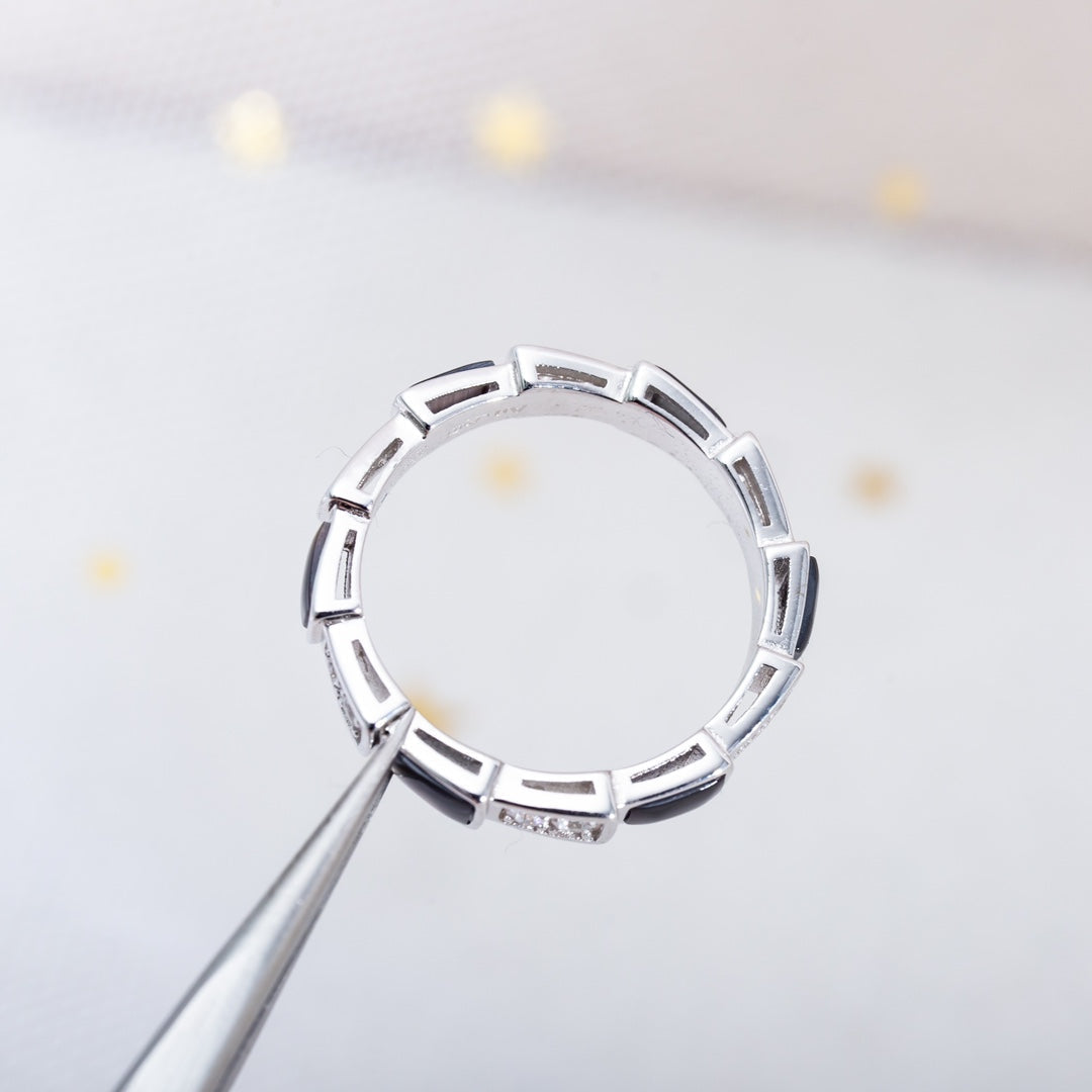 [Lucky Star]SERPENTI RING SILVER  DIAMOND BLACK MOP 3MM