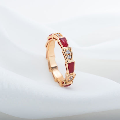 [Lucky Star]SERPENTI RING PINK GOLD CARNELIAN DIAMOND 3MM