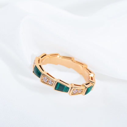 [Lucky Star]SERPENTI RING PINK GOLD MALACHITE DIAMOND 3MM