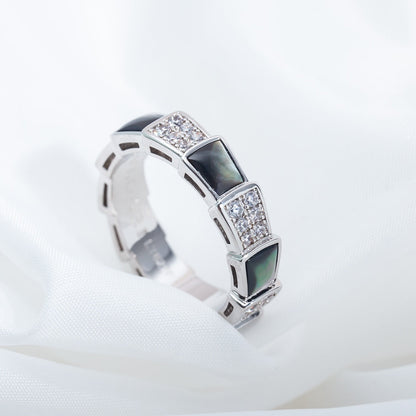 [Lucky Star]SERPENTI RING SILVER DIAMOND BLACK MOP 4MM