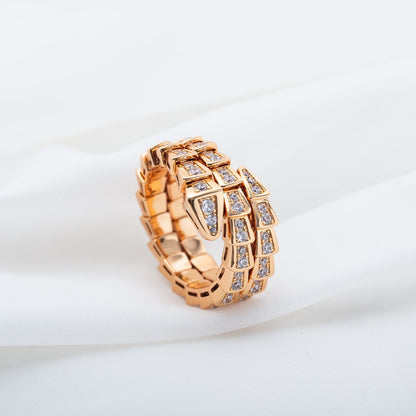 [Lucky Star]SERPENTI RING PINK GOLD DIAMOND DOUBLE ROW