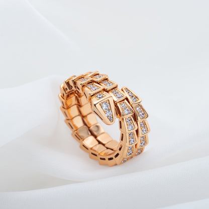 [Lucky Star]SERPENTI RING PINK GOLD DIAMOND DOUBLE ROW