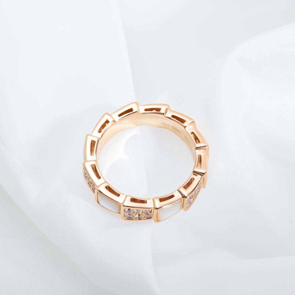 [Lucky Star]SERPENTI RING PINK GOLD MOP DIAMOND PAVED 4MM