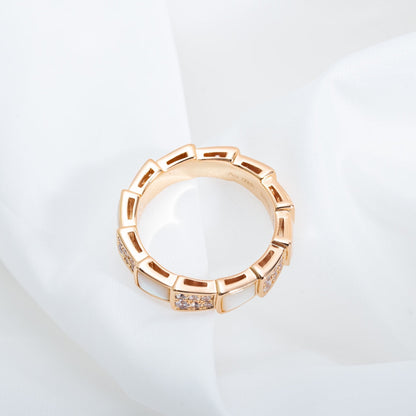 [Lucky Star]SERPENTI RING PINK GOLD MOP DIAMOND PAVED 4MM