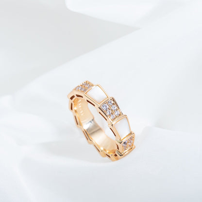 [Lucky Star]SERPENTI RING PINK GOLD MOP DIAMOND PAVED 4MM