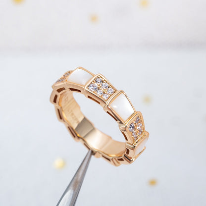 [Lucky Star]SERPENTI RING PINK GOLD MOP DIAMOND PAVED 4MM