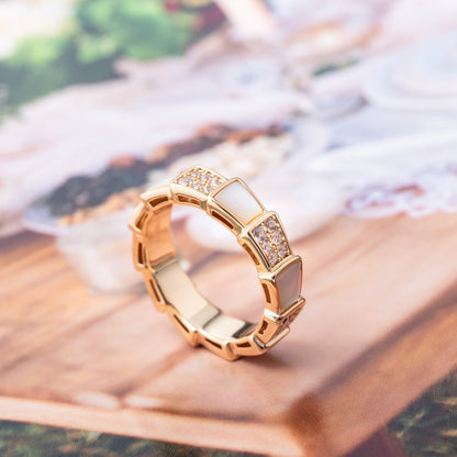 [Lucky Star]SERPENTI RING PINK GOLD MOP DIAMOND PAVED 4MM