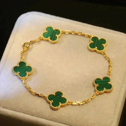 [Lucky Star]CLOVER 5 MOTIFS MALACHITE BRACELET