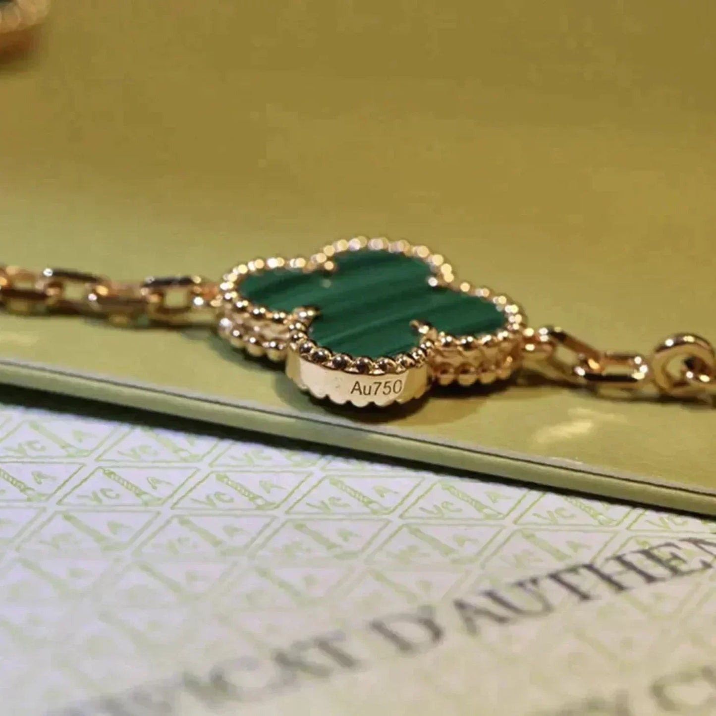 [Lucky Star]CLOVER 5 MOTIFS MALACHITE BRACELET